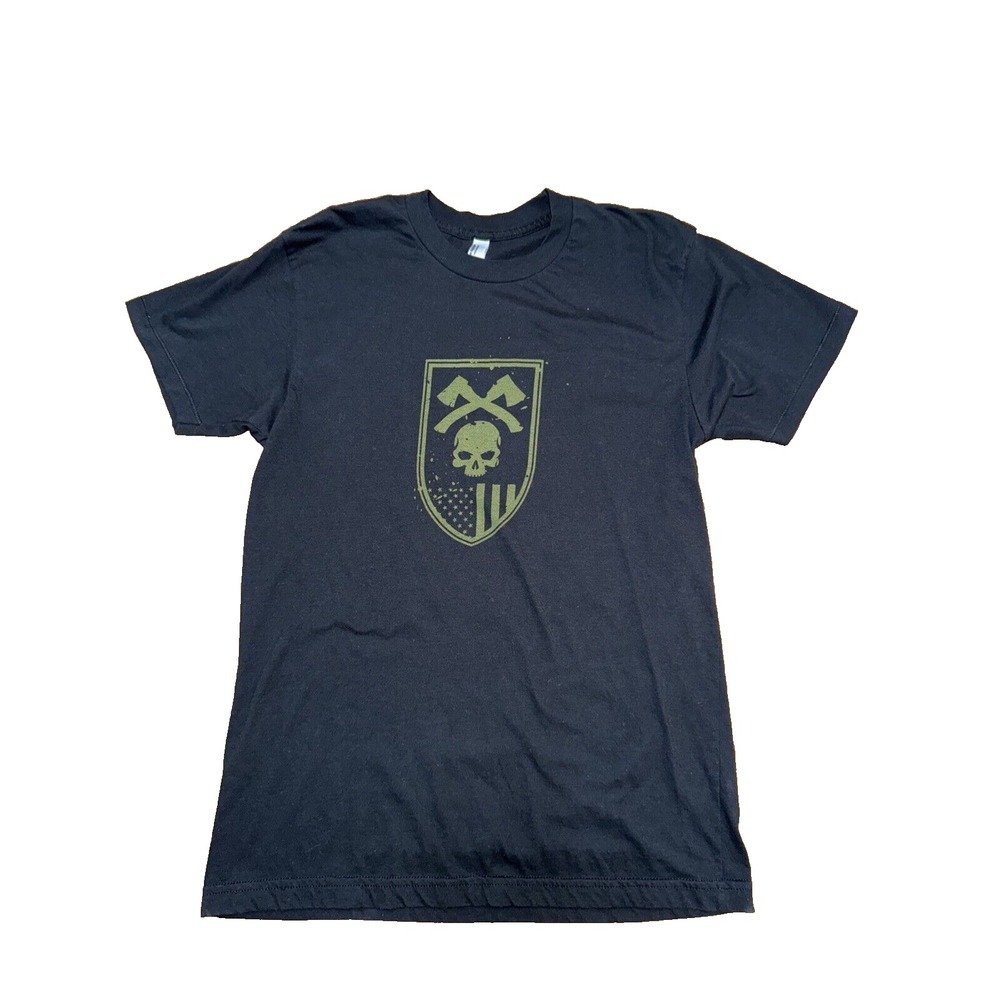 American Apparel Graphic T-Shirt Men M Black Struggle Breeds Greatness Skull Ax‎